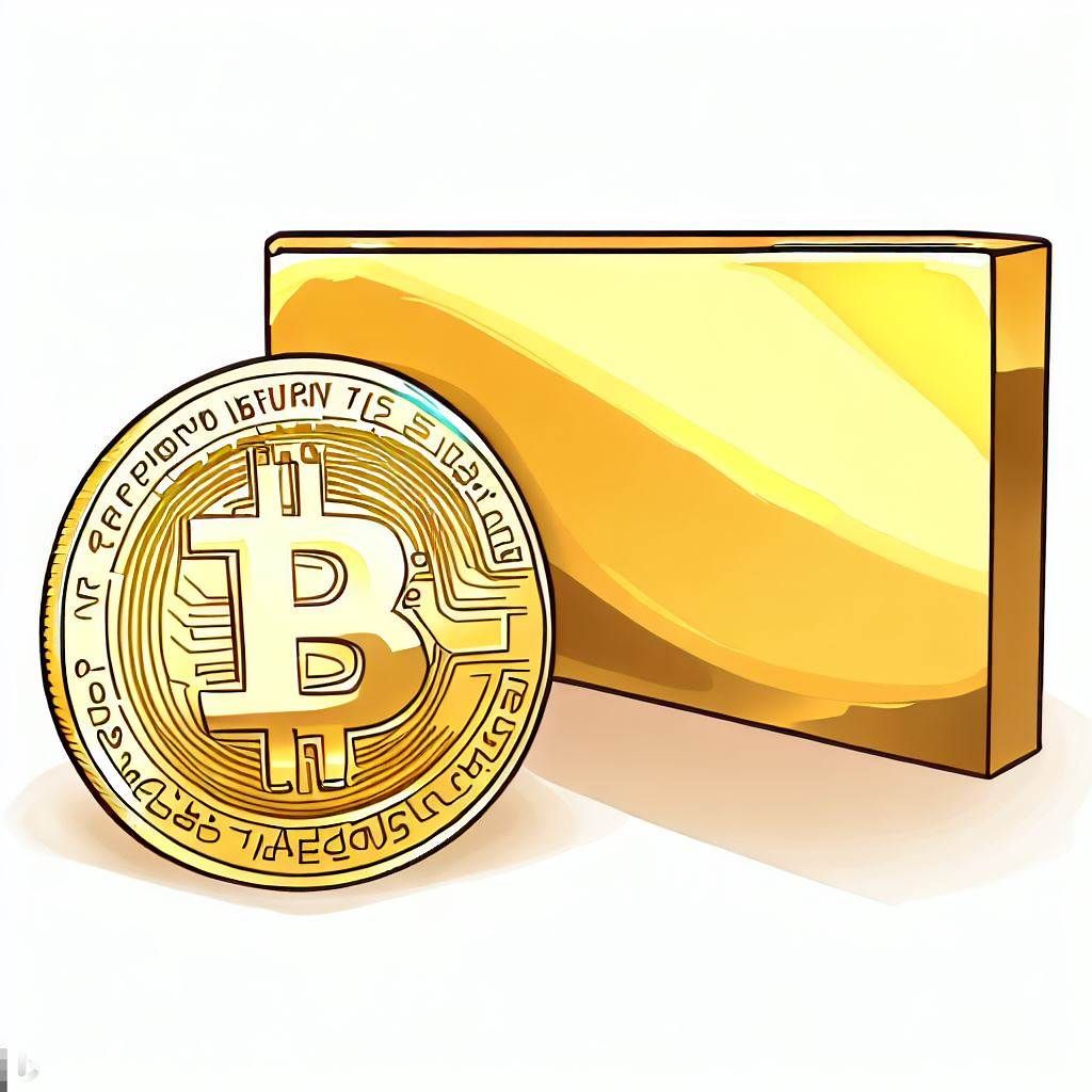 Sztabka złota i fizyczna moneta bitcoin